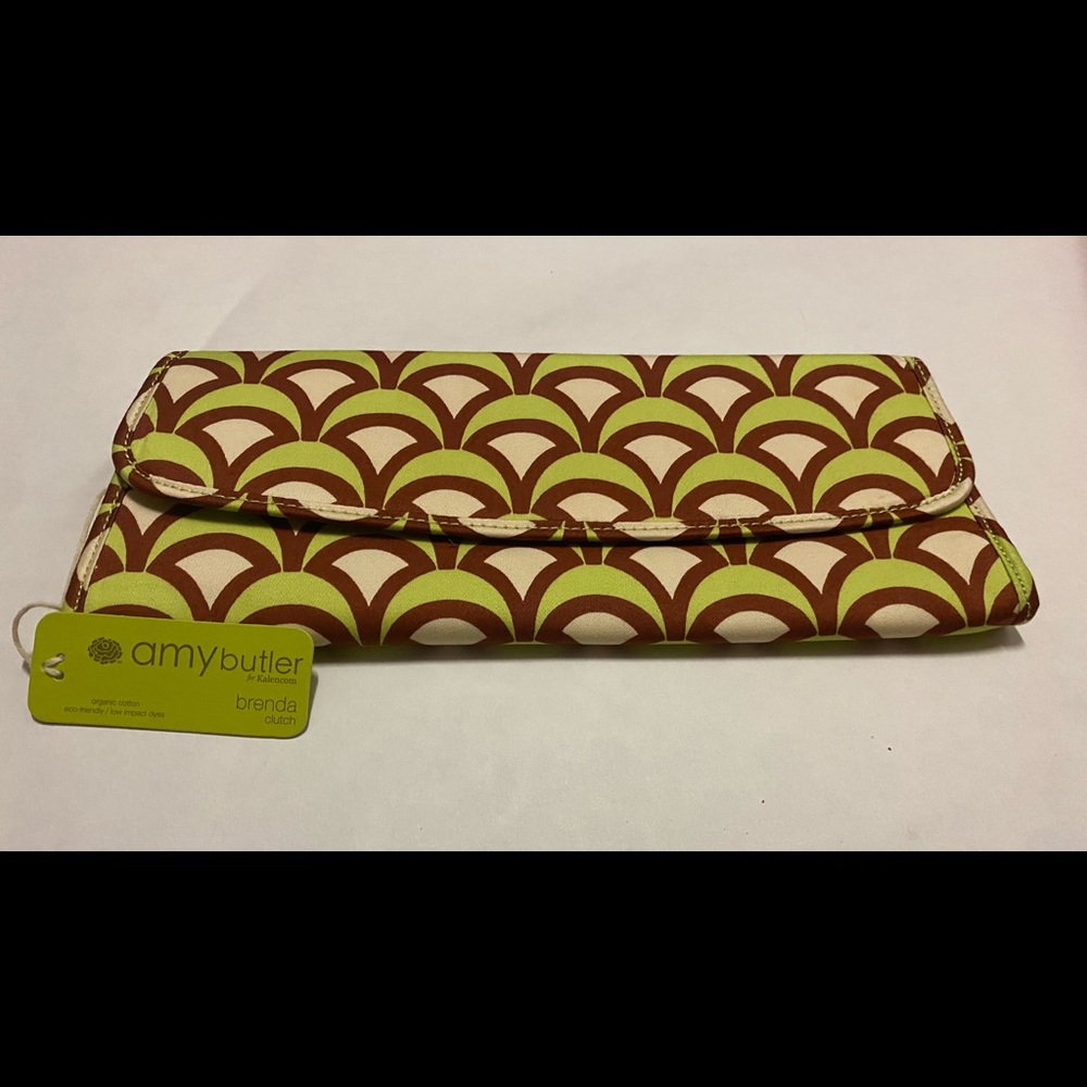 NWT Amy butler fabric clutch- lime/brown